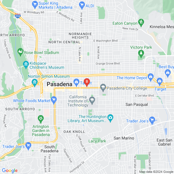 All Track Exterminators location map: 1055 E Colorado Blvd, Pasadena, California